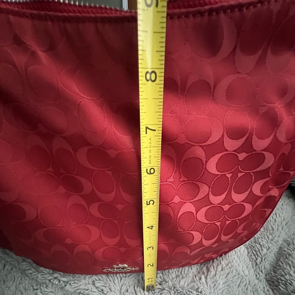 Like new, Coach, Red, soft fabric, shoulder bag, purse - Picture 5 of 6